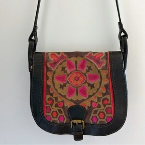 Fossil Vintage Reissue Embroidered Leather Crossbody Bag